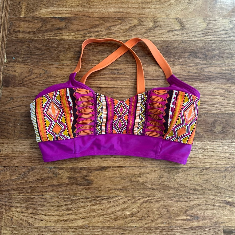 Prana Adjustable Strap Aztec Print Swim Bathing Suit Bikini Top Size S